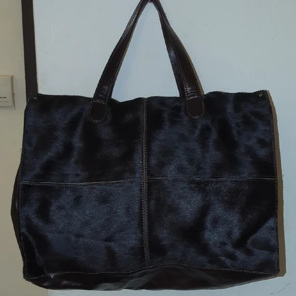 Pulicati Large Italian Cowhide Genuine Leather Slouchy Brown Tote Bag $50